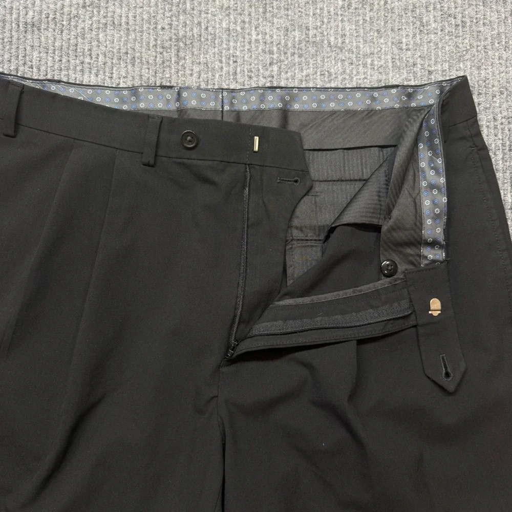 Lauren Ralph Lauren Mens 36x31 Black Pleated Cuffed Dress Pants Trousers